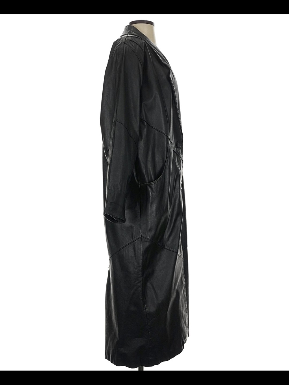 Avanti Black Long Leather Coat - Women's Jacket - Picture 2 of 8